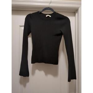 $387.00 ALC Top Womens Medium Ribbed Stretch Long Sleeve Deep Neck Shirt Knit S